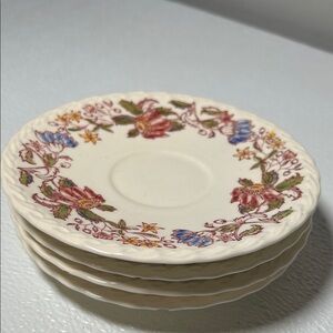 Vintage Vernon Kilns Dolores Saucers ~Hand Painted~Made in USA Set 4